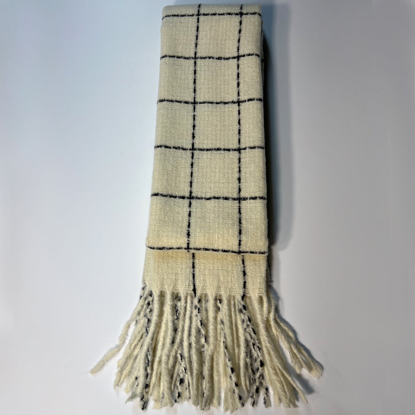 Creamy White Plaid Scarf