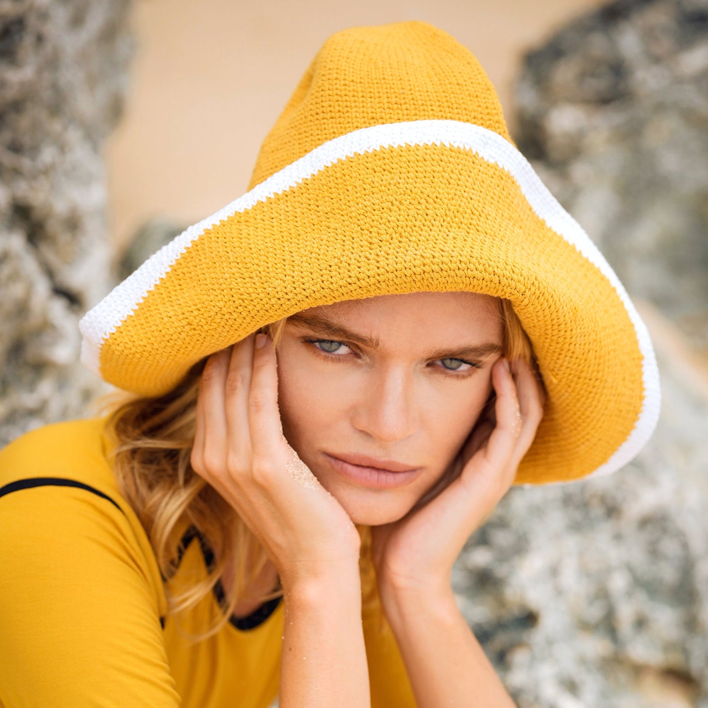 Bloom Crochet Sun Hat In Canary Yellow