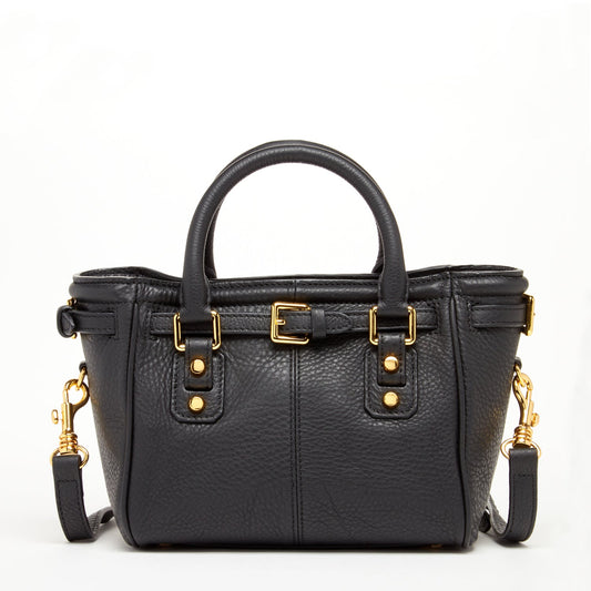 The Emma Leather Satchel Bag Black