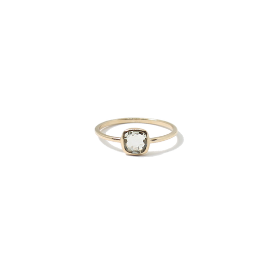 Green Amethyst Solitaire Ring