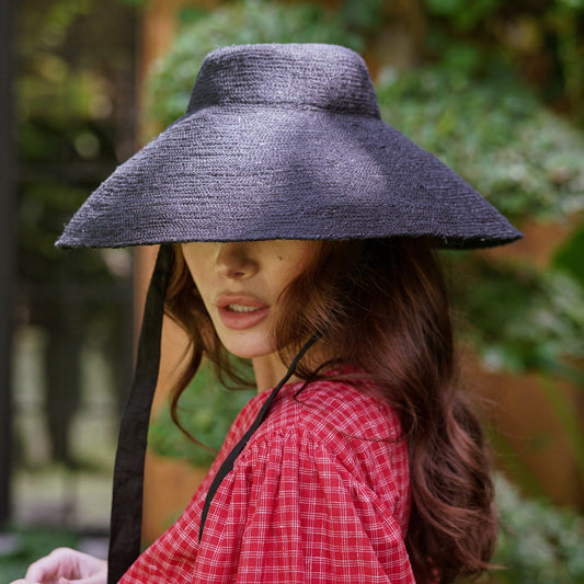 Jute Straw Hat In Black