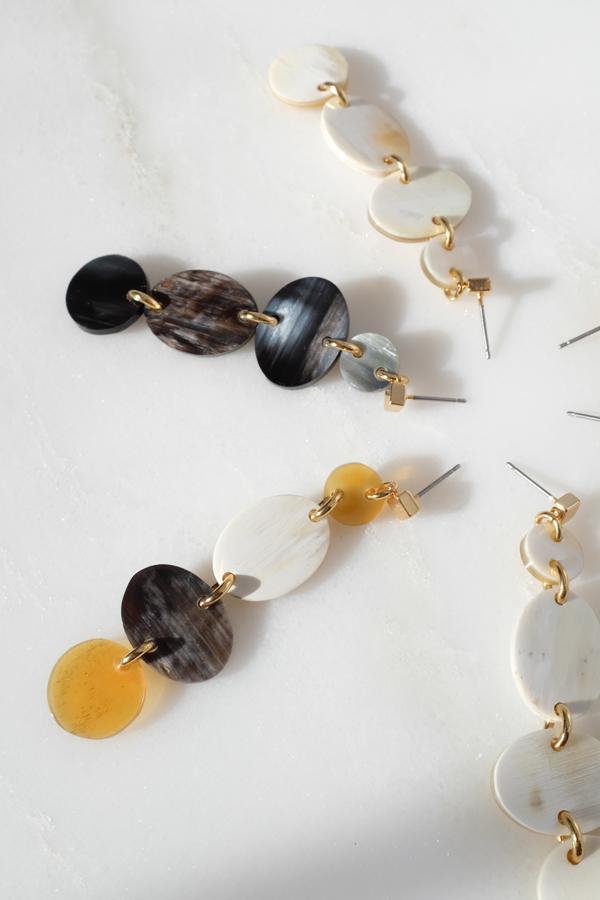 Xinh Xan Asymmetrical Geo Buffalo Horn Dangle Post Earrings