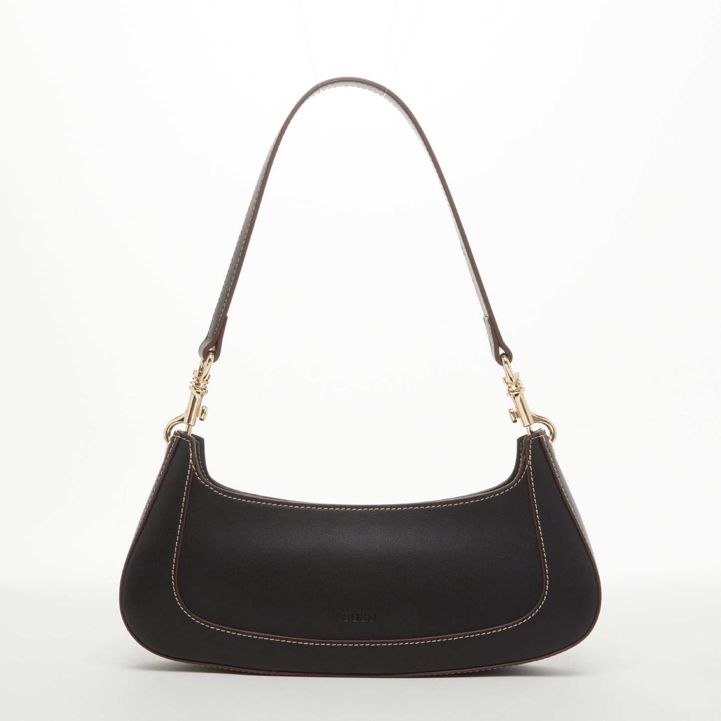 The Emily Leather Baguette Bag Black