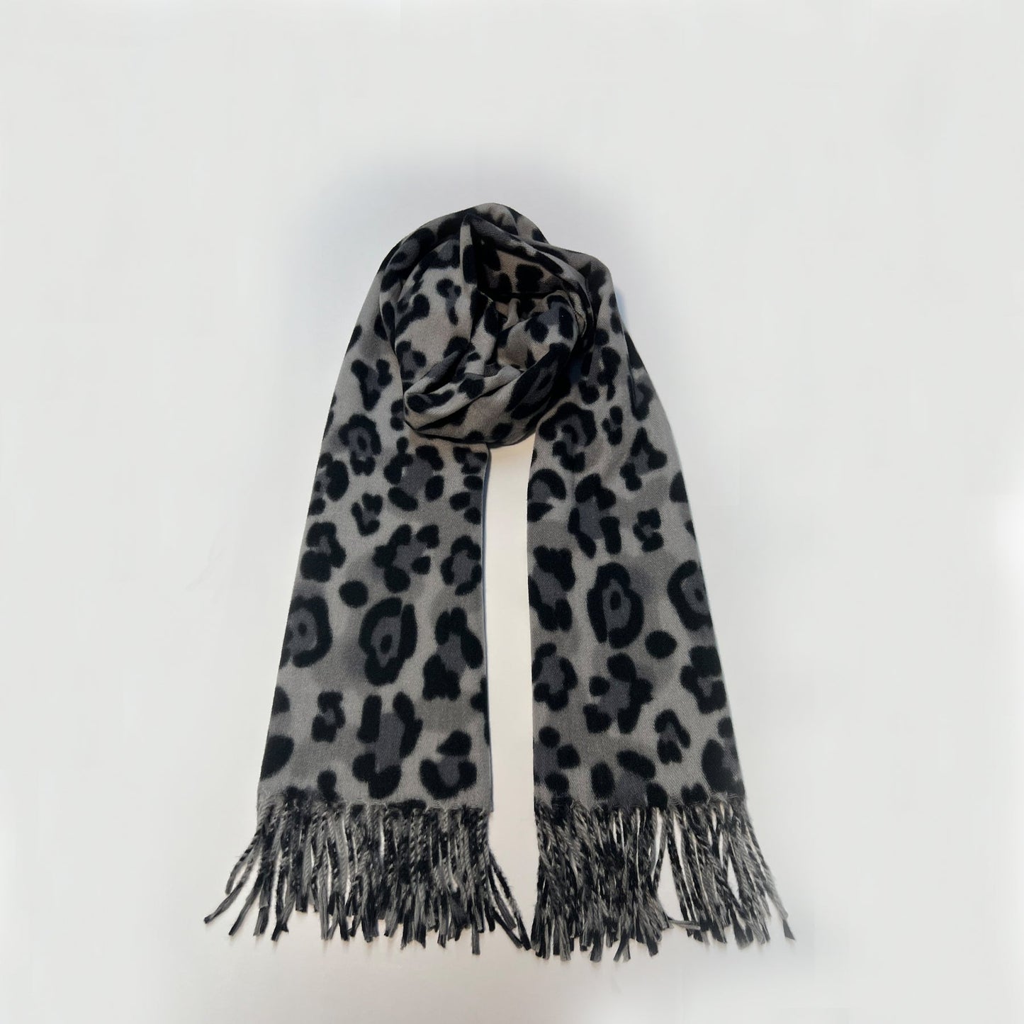 Gray Leopard Print Scarf