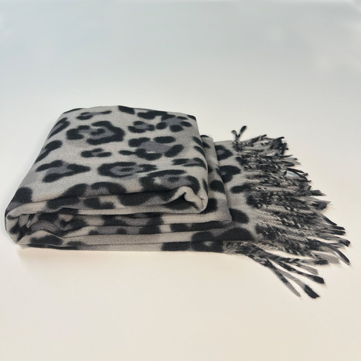 Gray Leopard Print Scarf