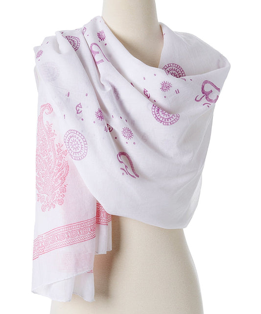 Shanti paisley design hand block printed cotton shawl